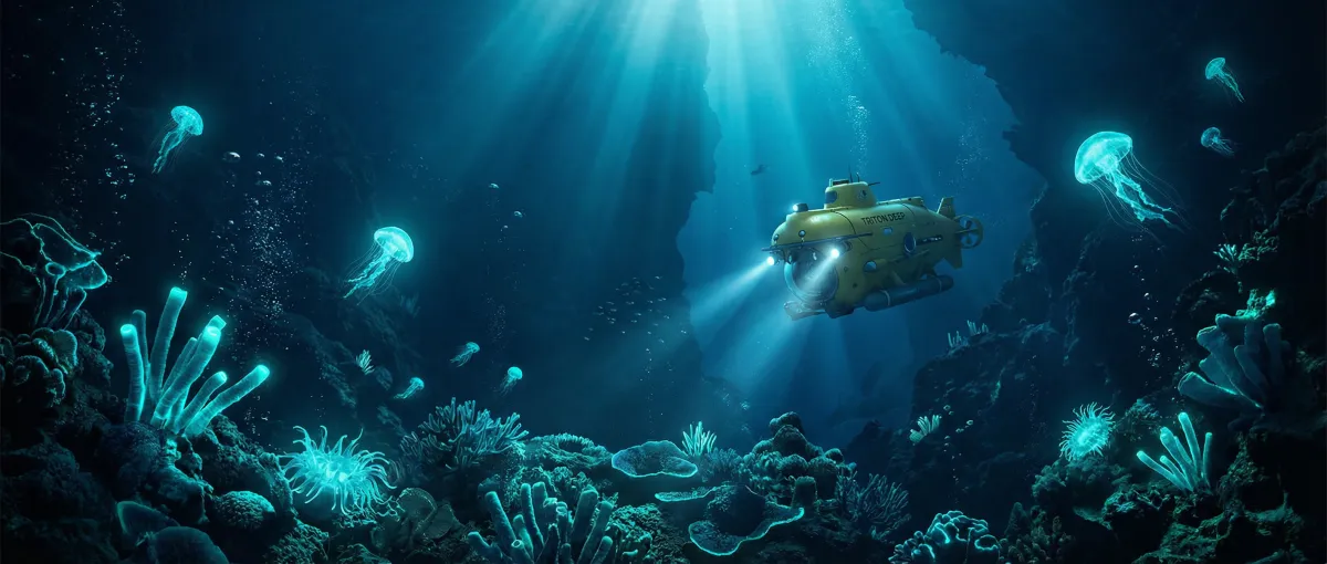 深海探索潜艇与荧光生物 - 69KORKUNUXLUKKINO